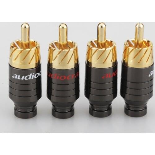 4pcs Audiocrast R09G Copper RCA Plug Gold Plated Audio Video Adapter Connector