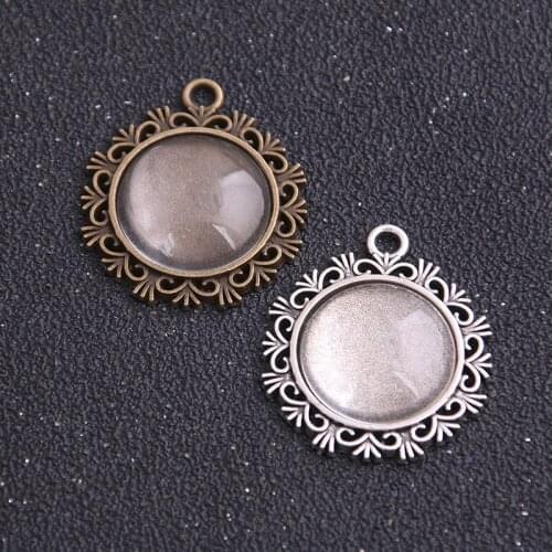 4pcs/lot 20mm Inner Size Antique And Bronze Colors Plated snowflake Style Cabochon Base Setting Charms