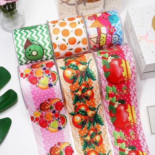 5yards Fruits Printed Grosgrain Ribbon For Crafts DIY Hair Bows Birthday Decoration19660