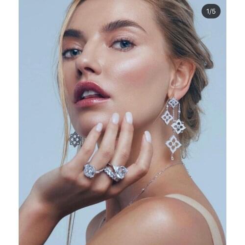 AccKing Flashing glowing CZ Long Dangle Drop Earrings for Women Bridal Wedding Party Daily Trendy Jewelry High Quality Earring