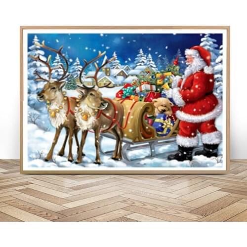 Full Round Drill 5D DIY Diamond Painting Christmas Gift 3D Diamond Embroidery Cross Stitch Santa Claus Shining Rhinestone Crafts