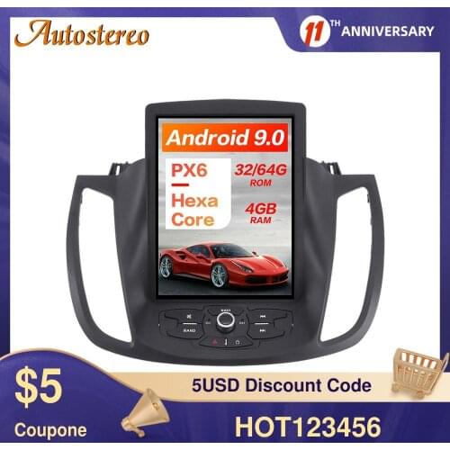 Wireless Carplay Tesla Style For Ford KUGA 2013-2017 Android 9 Car GPS Navigation Stereo Head Unit Multimedia Player Auto Radio