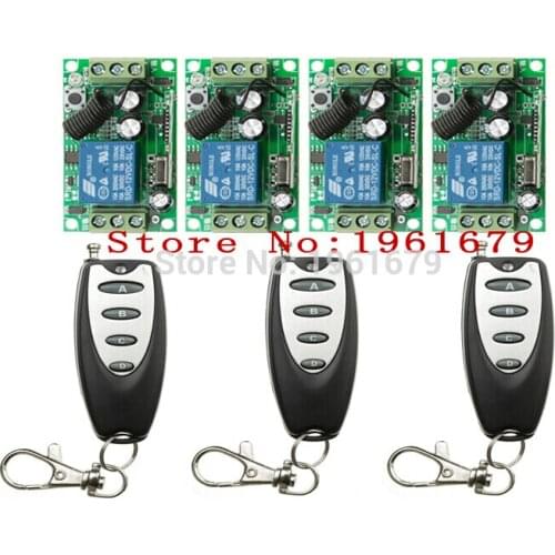 DC 12 V RF wireless remote control switch 1 channal Intelligent family system 4 pcs receiver+3 pcs waterproof transmitter