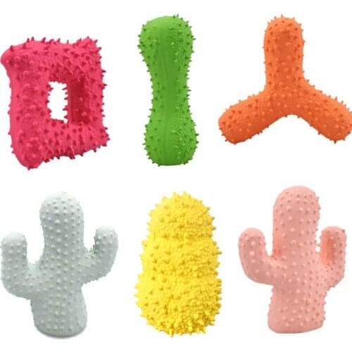 Safety Rubber Puppy Cat Dog Squeaky Toy Cactus Bone Pet Chew Toys for Small Dogs Teeth Cleaning mascotas Accessories Suppiles