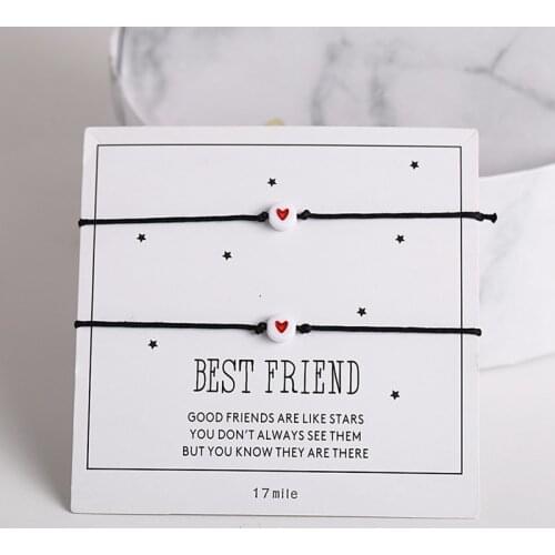 2pcs Heart Charm Bracelet, Best Friend Matching Bracelet Bff Friendship Bracelets Gift Heart Bracelet