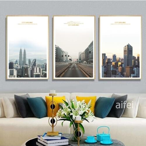 Nordic Decoration Home Art Poster Minimalist City Architecture Landscape Canvas Painting Modular Wall Pictures For Living Room