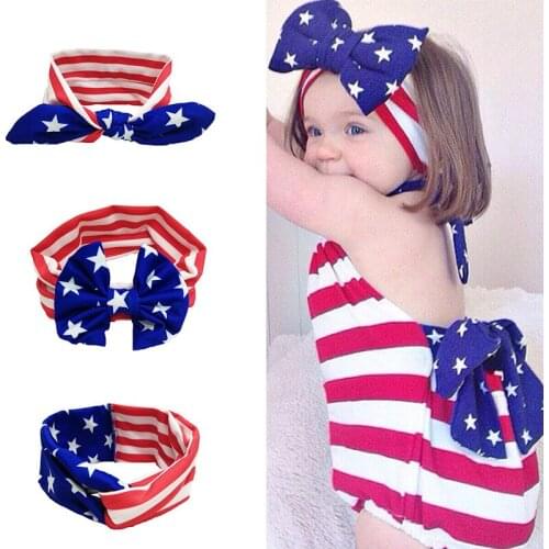 Kids 4th of July USA Headband for Girl Triped Star Hair Accessories Fashion American Cute Flag Newborn Girls Headwear Headbands