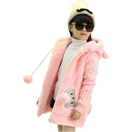 Girl Autumn Winter sweater Coat Girls Cute Cartoon Tops Coats Children Sweaters Hooded Thick Jacket For 3 5 6 8 10 12 14 Years