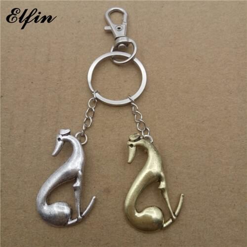 Elfin Trendy Greyhound Key Chains Fashion Animal Pet Memorial Jewellery Whippet Key Rings