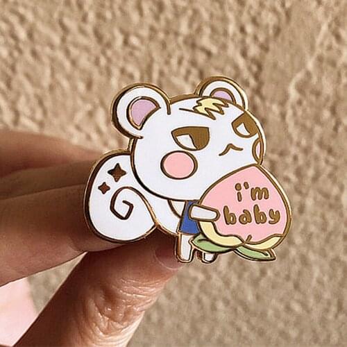 New Horizons Villagers Marshal Peach Baby Enamel Brooch Pins Badge Lapel Pins Brooches Fashion Jewelry Accessories Gifts