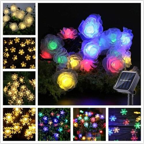 Snowflake Flower Solar Garland Led String Lights Christmas Decorations for Home 2021 Christmas Tree Ornaments Xmas Gift New Year