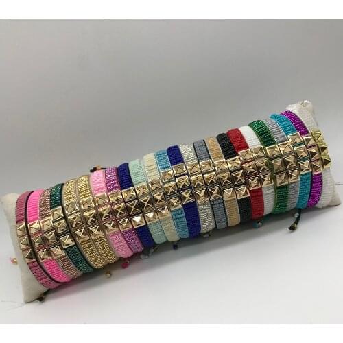 BLUESTAR Women Bracelet MIYUKI Bracelet Multi Color Pyramid Pulseras Handmade Woven Charm Bangle