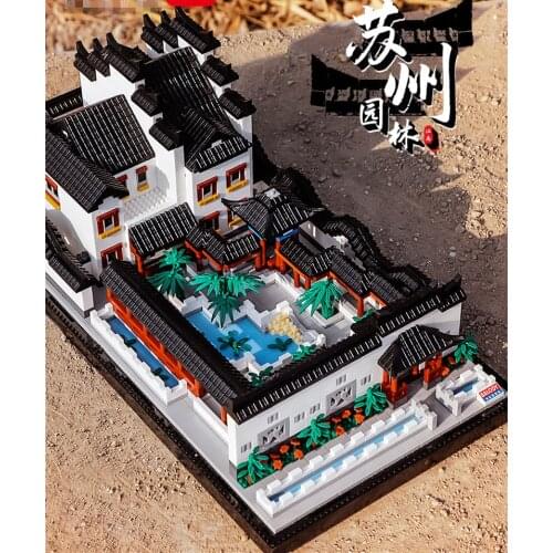 5555P Black&White Color Suzhou Garden House Building Block DIY Tree Home Bricks Educational Kids Toys