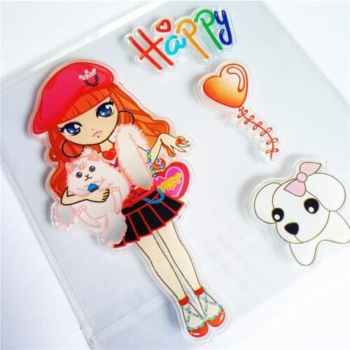 Colorful The girl pets Transparent Clear Stamps / Silicone Seals Roller Stamp for DIY scrapbooking photo album/Card Making