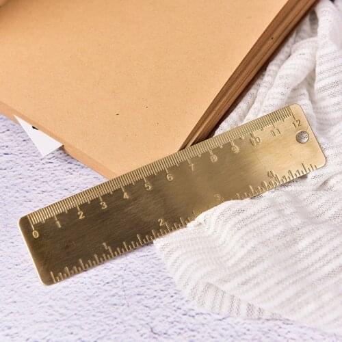 Brass Straight Ruler For School Office Stationery Metal Painting Drawing Tools Chancery Rose Gold Measuring Ruler Bookmark Mini