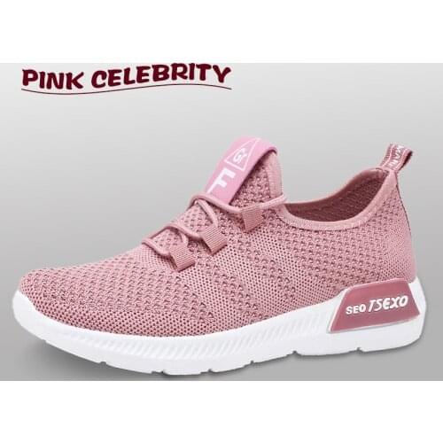 Lightweight Breathable Sneakers Womens Mesh Flying Woven Soft Sole Lace Up Sports Shoes Kроссовки Женские
