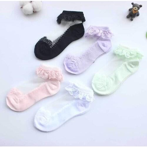 Summer Girls Baby Socks Summer Thin Childrens Lace Socks Lace Stockings Girls Stockings Crystal Socks Ultra-thin Invisible Sock