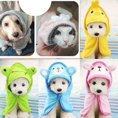 Cute Pet Dog Towel Soft Drying Bath Cat Hoodies Puppy Super Absorbent Bathrobes Cleaning supply