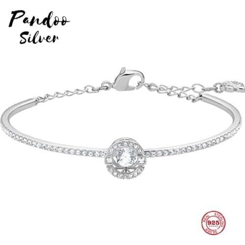 Fashion Charm Pure 925 Silver Original 1:1 Copy, Crystal Color Beating Heart Fashion Wild Bracelet Female Luxury Jewelry Gifts