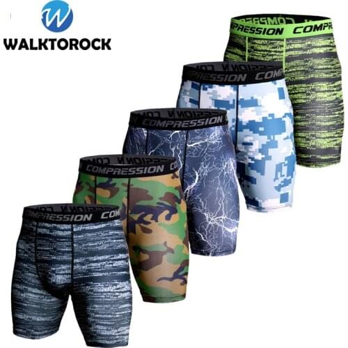 Mens Compression Shorts 3D Print Men Gym Fitness Shorts Camouflage Bodybuilding Tights Underwear Short Elastic Running Shorts