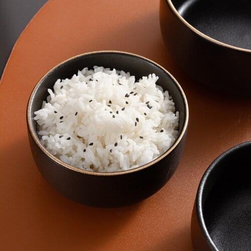 Nordic Tableware Gold Inlay Black Frosted Ceramic Bowl Rice Bowl Ramen Noodles Korean Food Bowl Salad Bowl Japanese Soup Bowl