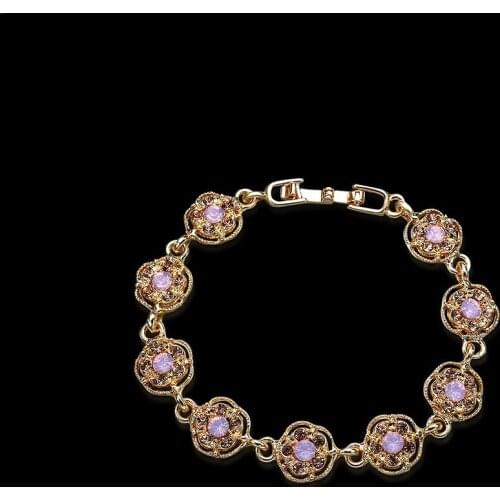 New Rose Exquisite Imitation Gold Rhinestone Bracelet For Women Crystal Wedding Jewelry Ladies Charm Bracelet Wholesale