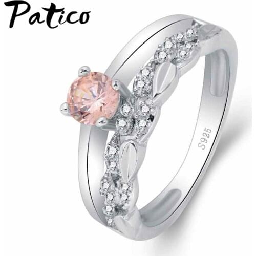 Engagement Trendy New Real Fashion Lover S925 Sterling Silver Pink CZ Wedding Bands Rings Japanese Korean Stylish Jewelry