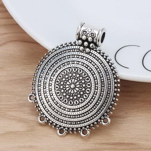 10 Pieces Silver Color Bohemia Large Round Multi Strand Chandelier Connectors Pendants for Necklace Jewelry Making