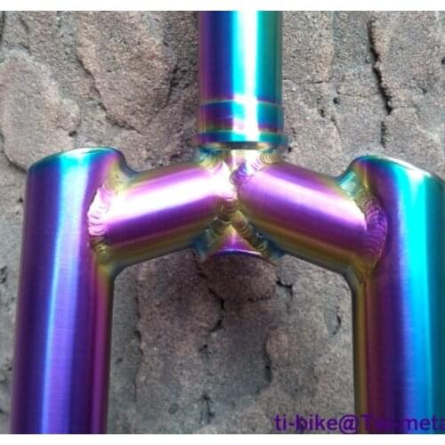 Custom titanium bike fork, Anodized rainbow color bicycle front fork, beautiful titanium bicycle fork