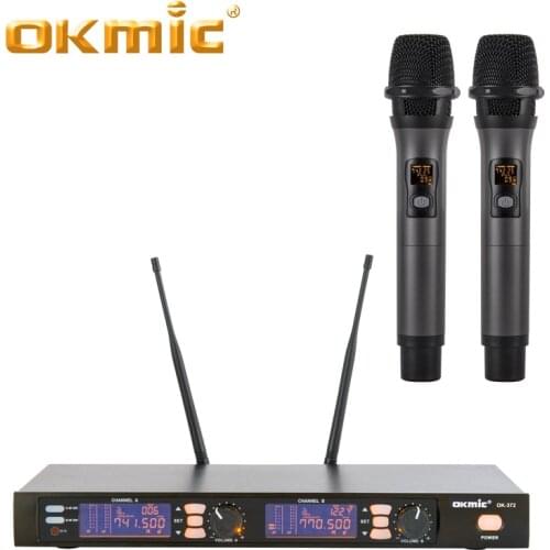 Professional OKMIC OK-372R+OK-380H UHF/PLL wireless microphone system dual handheld Mic For Stage Performance Wireless Mic