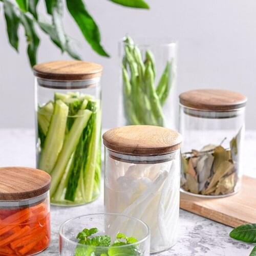 Simple Art Glass Storage Jar for Whole Grains Transparent Storage Bottle with Lid Modern Home Kitchen Tea Box Sample Display Jar