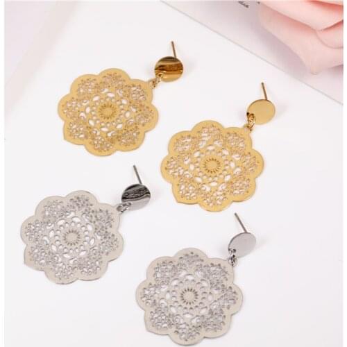 OUFEI Flower Earrings 2020 Fashion Jewelry Accessories Stainless Steel Jewelry Woman Drop Earrings Set Gifts For Women