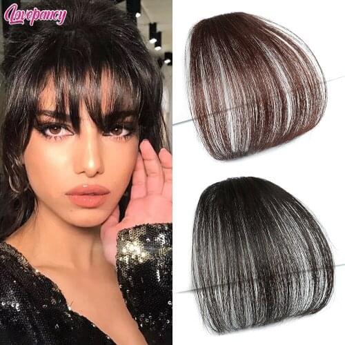 Synthetic Bangs Hair Blunt Air Bangs Front Hair Fringes Bangs Clip In Neat Women Fringes Clip Hairpieces Brown Black Lovepancy