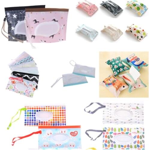 1PCS Eco-friendly Easy-carry Wet Wipes Bag Snap Strap Wipes Container Clamshell Cosmetic Pouch Clutch Cleaning Wipes Case