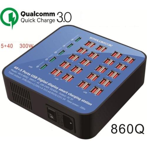 45 Ports USB Hub Smart Charging Station Multi Port Speed Wall Charger Dock Charger with 5 QC 3.0 Fast Charger Ports