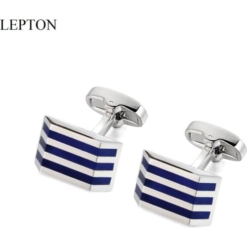 LEPTON Blue Opal Stone Cufflinks for Mens Low-Key Luxury Tuxedo Formal French Shirts Cat Eye Cuff Links Wedding Business Gift