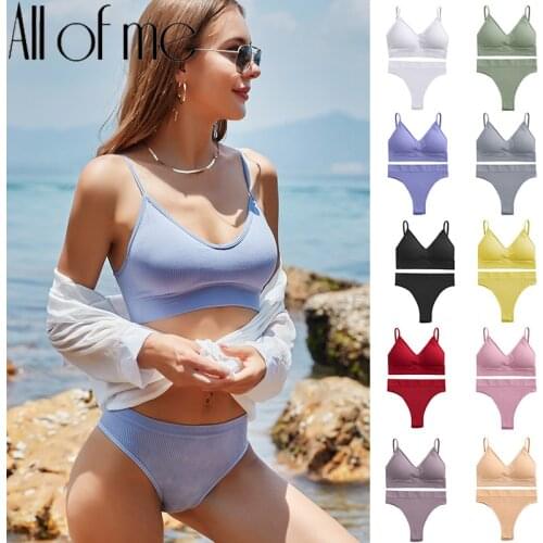 Womens Bra Set Thong + Bras Sexy Underwear Brassiere Female Tank Crop Tops Panties Suit Bralette Lingerie conjuntos de mujer