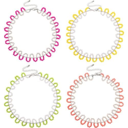 Bohemian Colorful Short Bead Choker Charm Necklace For Women Small Beaded Serpentine Choker Necklaces Fashion Handmade Jewelry