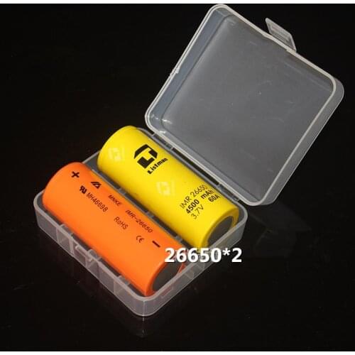 2Pcs Transparent 26650 Battery Case Box Holder 2x26650 Waterproof Storage Box Rechargeable Battery Container for Power Bank