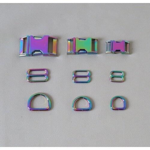 20Sets/Pack Wholesale Metal D Ring Buckle Slider Tri Glide Adjuster For Dog Collar Paracord Harness Belt Loop Sewing Accessory