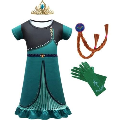 2020 Girls Fashion Princess Dress Birthday Cosplay New Clothing Party For Anna Dress Children Costume