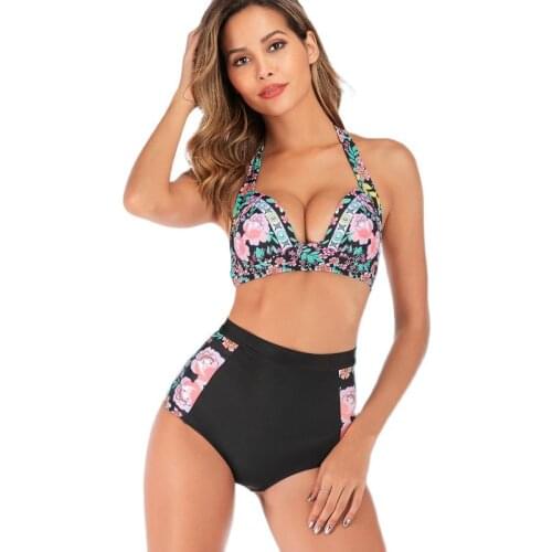 2021 Women Print Swinmsuit Backless Push Up Swimwear Sexy High Waist Bikini Female Bandage Bathing Suit Plus Size XXXL