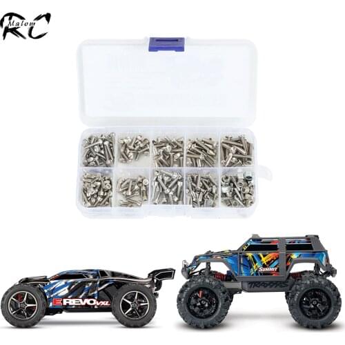 300Pcs Stainless Steel M2.5 M3 M4 Hex Socket Screw Nut Cap/Button Head Screws for 1/16 RC Monster Trucks Traxxas E-Revo Summit