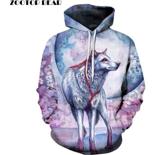 3d Sweatshirts Wolf Hoodies Printed Men Women Pullover Unisex Pockets Hoodie Hooded Male Coats Plus 6xl Outwear ZOOTOP BEAR
