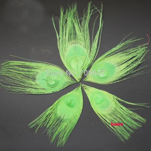 50Pcs/Lot!Lime Green/Light Green Bleached and Dyed Peacock Eye Wholesale Feathers,FREESHIPPING