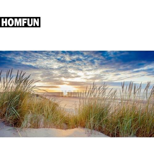 HOMFUN Full Square/Round Drill 5D DIY Diamond Painting "Sandy beach" Embroidery Cross Stitch 5D Home Decor Gift