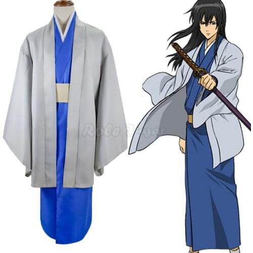 Anime GINTAMA Katsura Kotarou Cosplay Costume Mens Japanese Kendo Kimono Suit Halloween Uniform C80M145