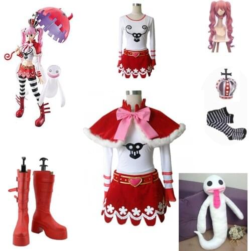 Anime One Piece Cosplay Costumes Perona Performance Dress Men Women Role Play Christmas Carnival Full Set Costumes Shoes Wigs