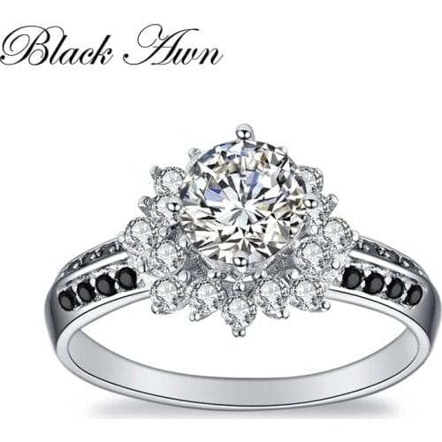BLACK AWN 2021 New 925 Sterling Silver Party Flower Wedding Rings for Women Silver 925 Jewelry C389