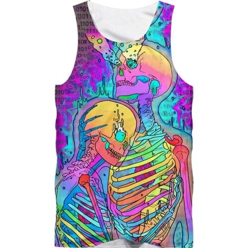 CJLM Digital Printing Sublimation 3D Full Printing Vest Leaf Pattern Eye Tank Top Men Hip Hop Street Clothing Drop-ship Apparel